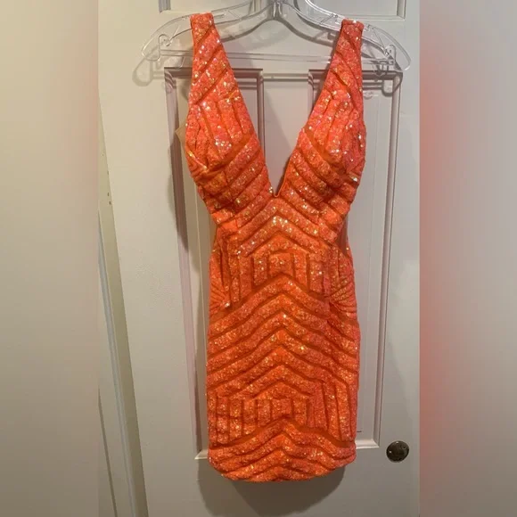 strapless open back dress New Adventure T-Shirt Dress In Neon Orange – Impressions Online Boutique main image 1
